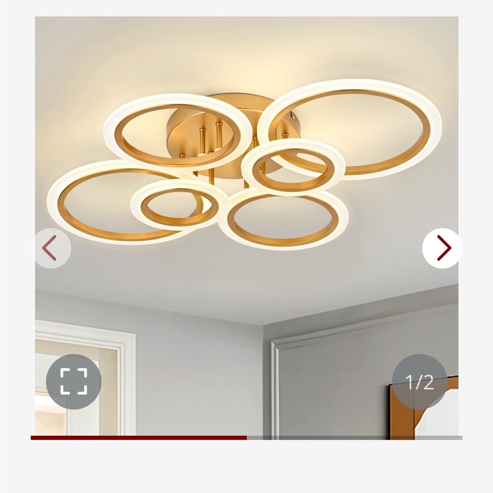Chic Gold and White Circular Ceiling Light
